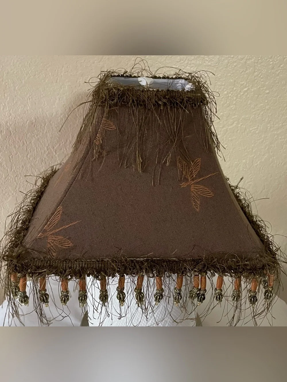 Dragonfly Lamp Shade Eyelash Fringe & Beads